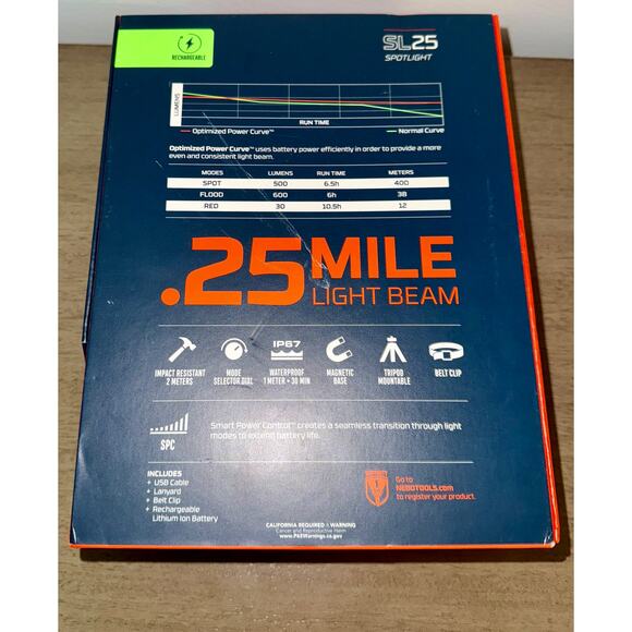 NEBO SL25 Dual-Beam Flood & Spot Light – Rugged, Waterproof, Emergency Ready NIB - Picture 6 of 6